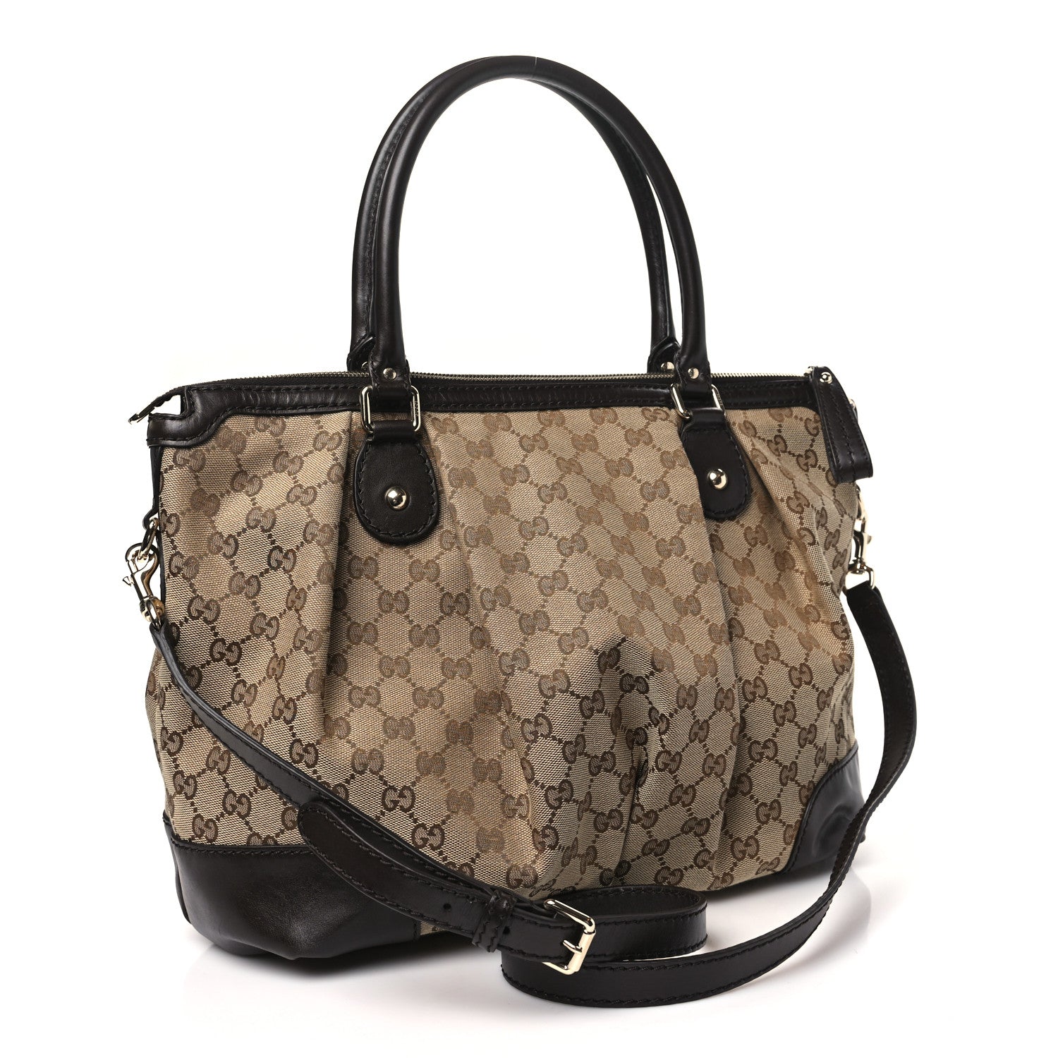 Gucci Monogram Large Sukey Top Handle Bag Beige Dark Brown 3 of 10