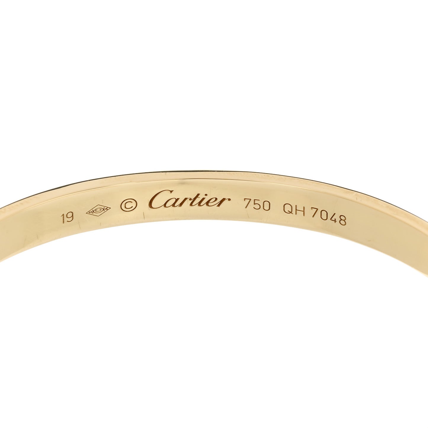 18K Yellow Gold LOVE Cuff Bracelet 19