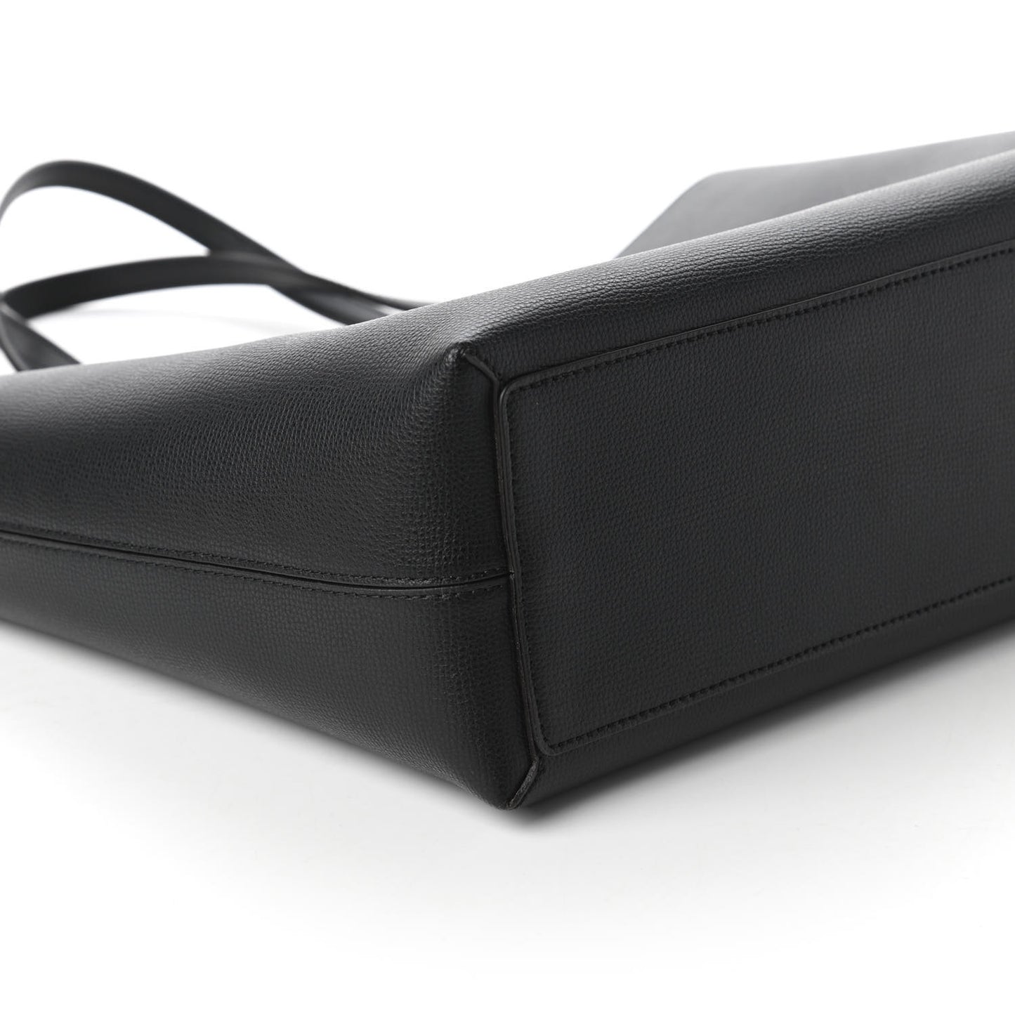 Grainy Calfskin Haymarket Check Medium Reversible Tote Black