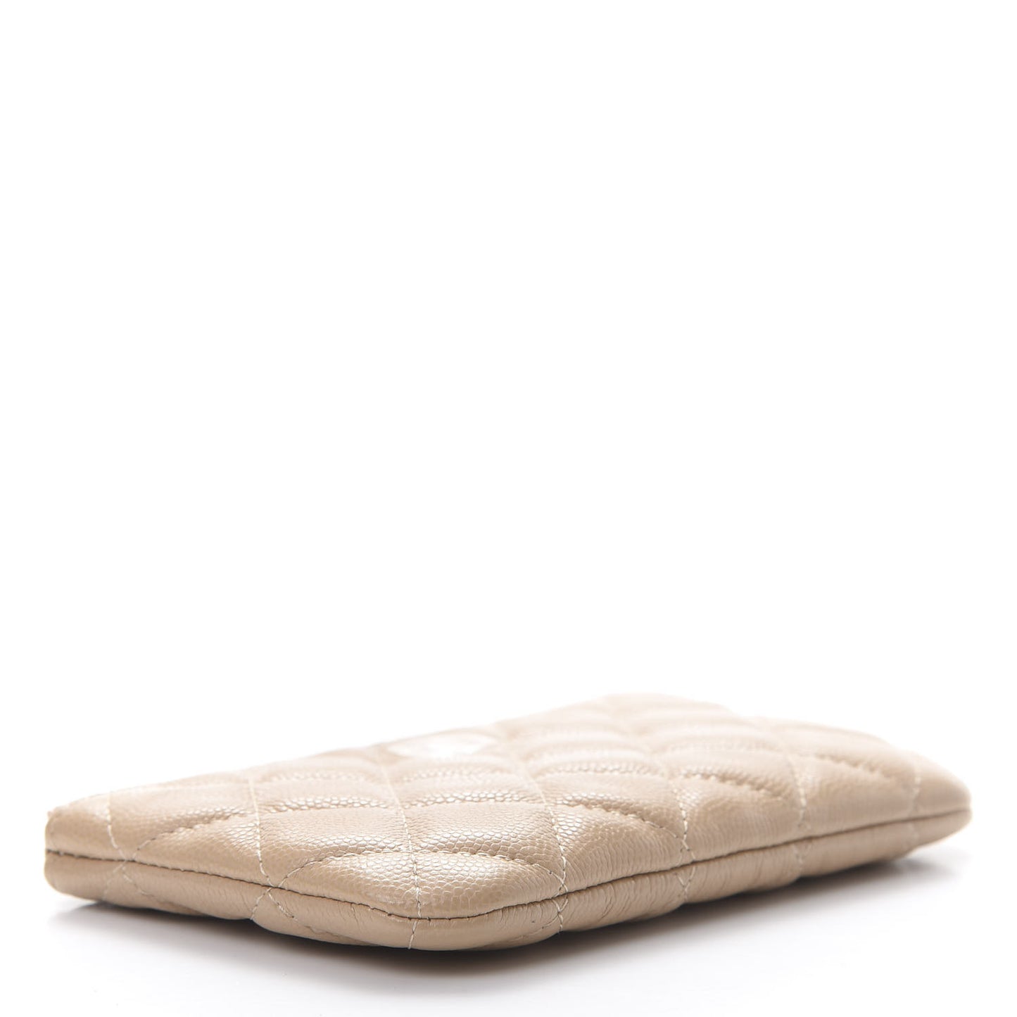 Caviar Quilted Small Cosmetic Case Beige