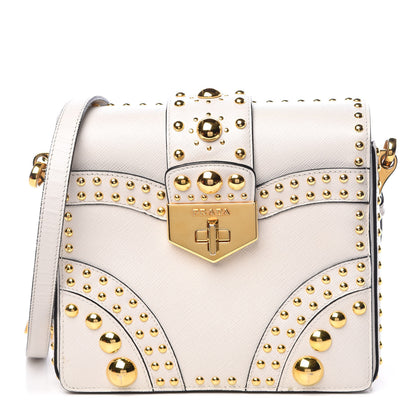 Prada Saffiano Sound Studded Hobo Talco 1 of 13