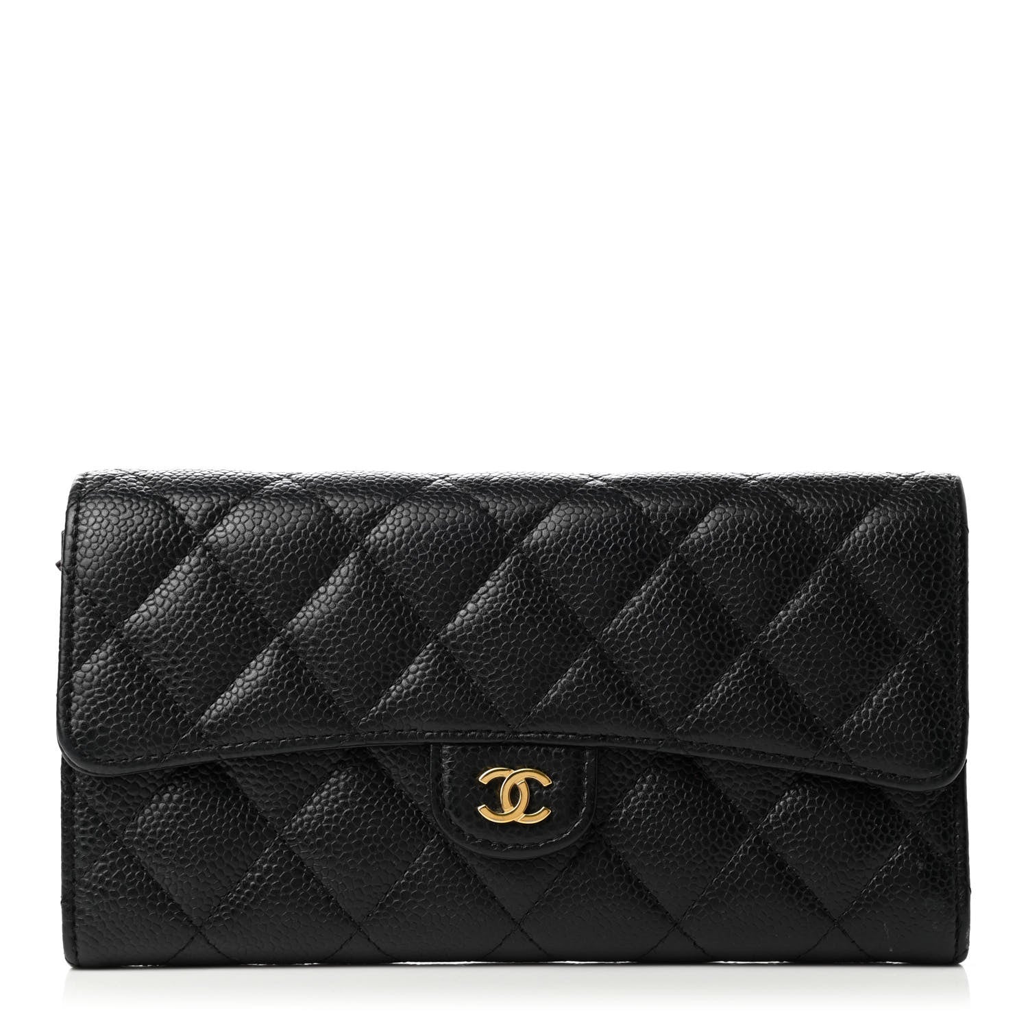 Chanel Caviar Quilted Large Gusset Flap Wallet Black 1 of 9