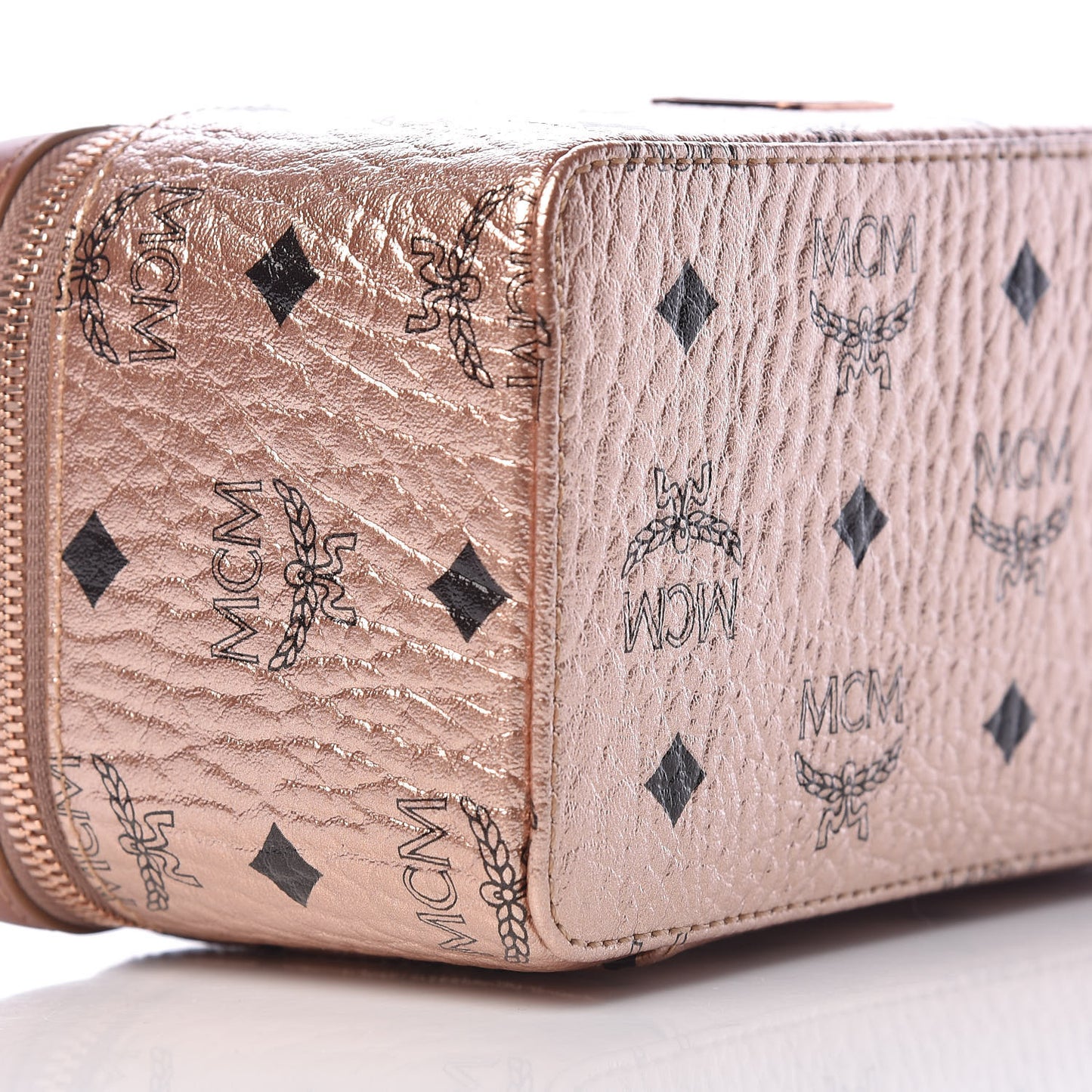 Metallic Visetos Vanity Case Champagne Gold