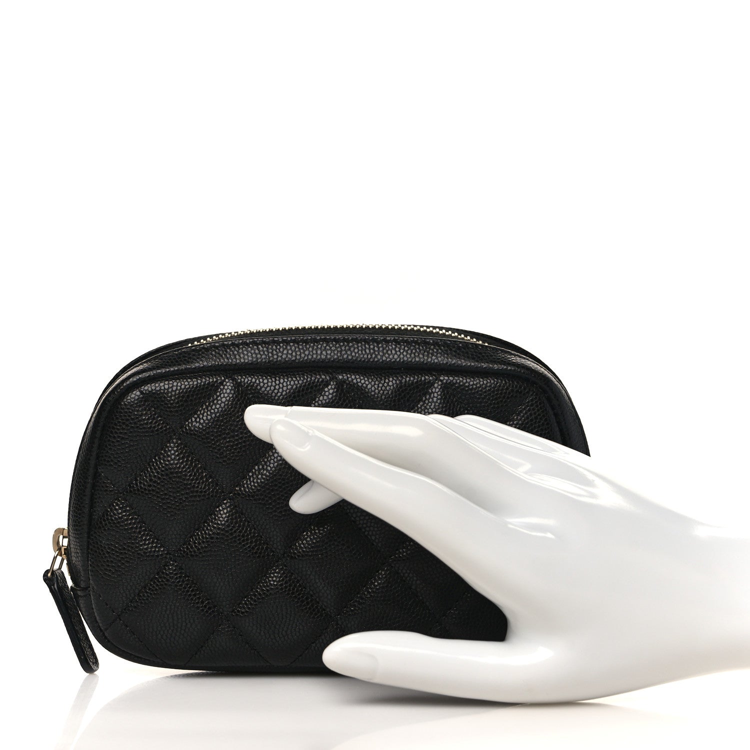 Chanel Caviar Quilted Small Curvy Pouch Cosmetic Case Black 2 of 8