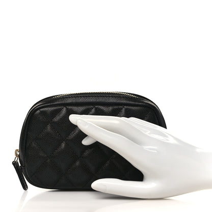 Chanel Caviar Quilted Small Curvy Pouch Cosmetic Case Black 2 of 8