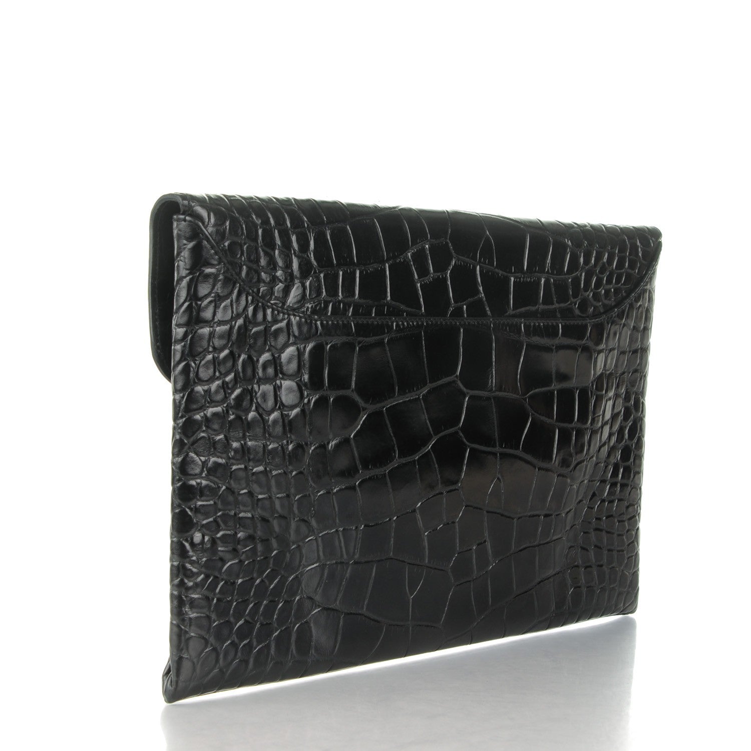 Givenchy Calfskin Crocodile Embossed Medium Antigona Envelope Clutch Black 3 of 7