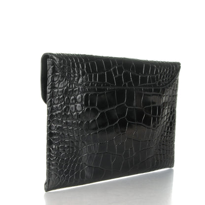 Givenchy Calfskin Crocodile Embossed Medium Antigona Envelope Clutch Black 3 of 7