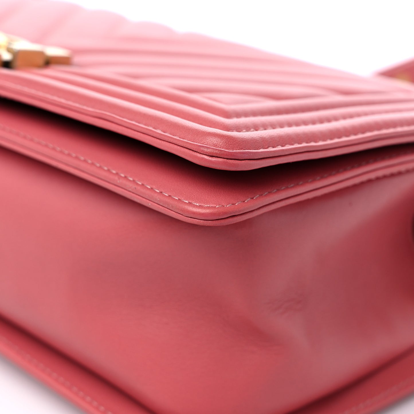Calfskin Chevron Quilted Medium Boy Flap Pink