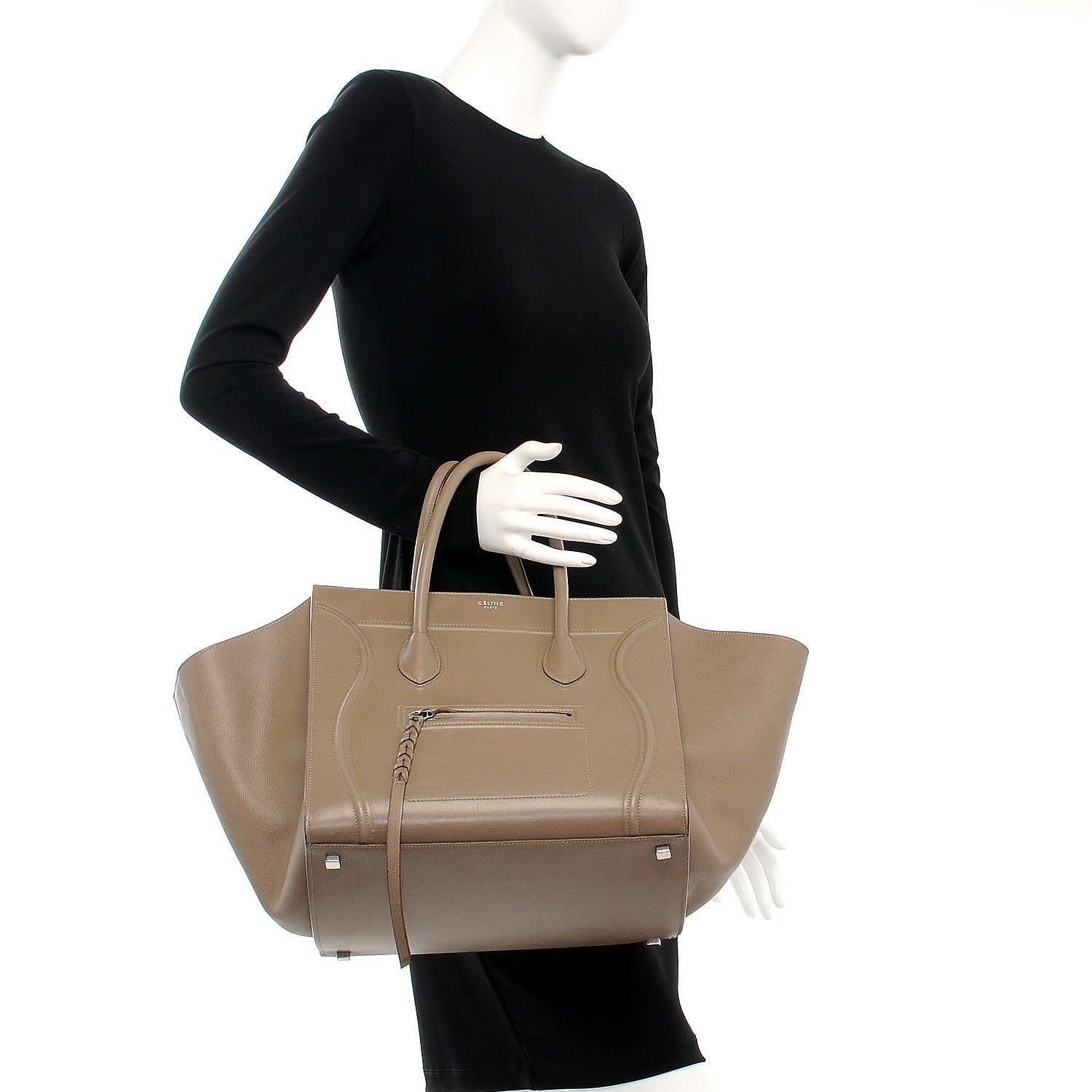 Celine Grained Calfskin Medium Phantom Luggage Taupe 2 of 9