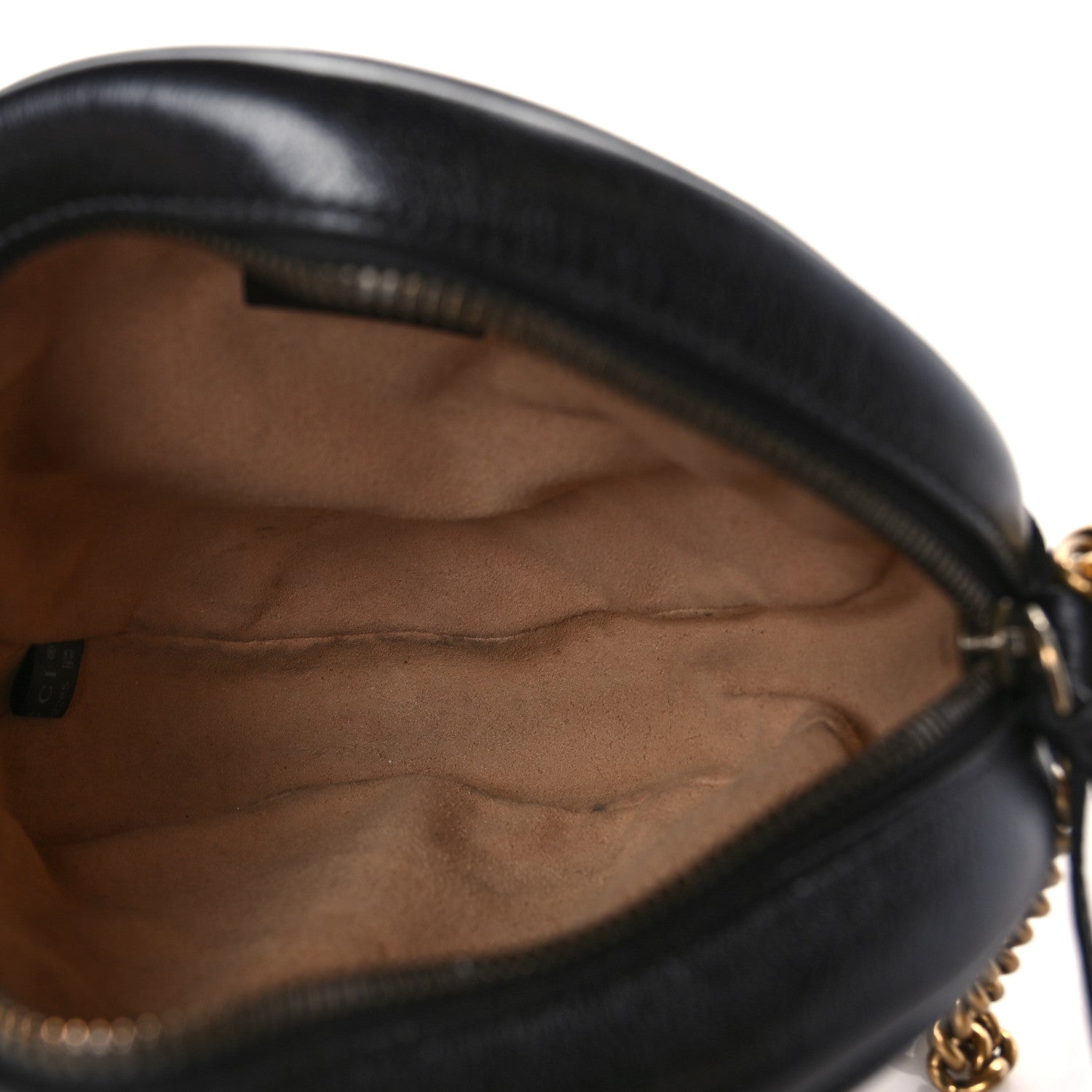 Gucci Azalea Calfskin Matelasse Heart Mini GG Marmont Round Shoulder Bag Black 5 of 9