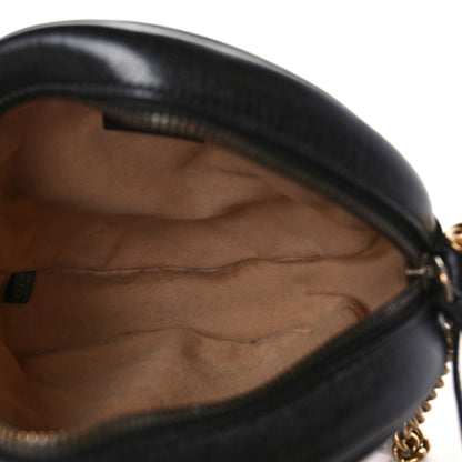 Gucci Azalea Calfskin Matelasse Heart Mini GG Marmont Round Shoulder Bag Black 5 of 9