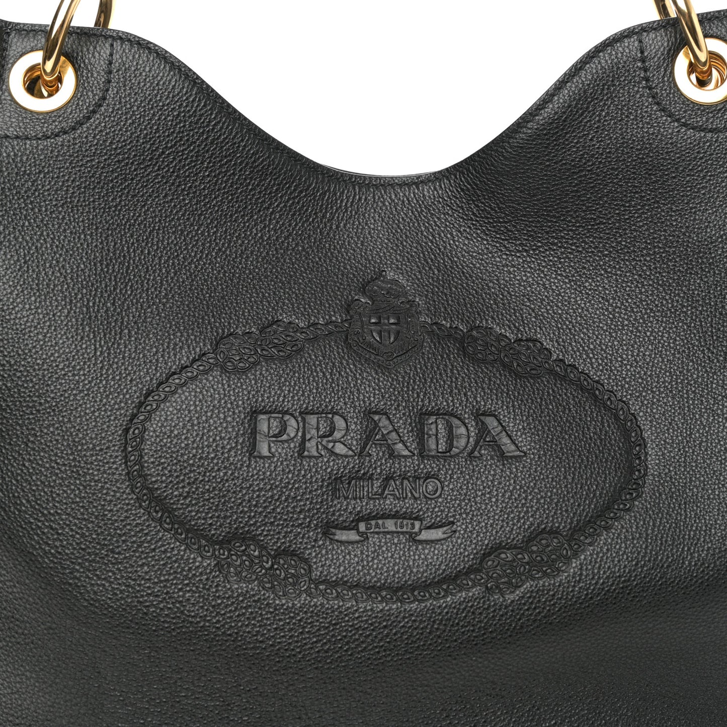 Vitello Phenix Embossed Logo Hobo Black