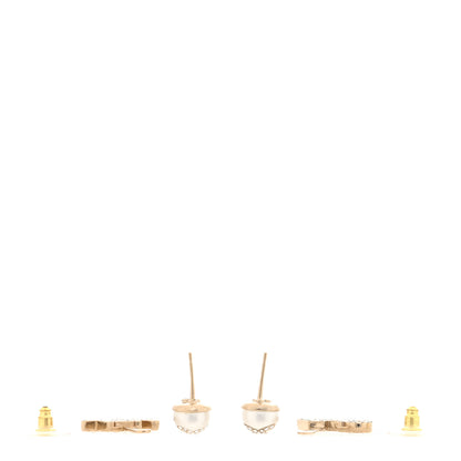 Chanel Crystal Pearl Cha-Nel Logo Earrings Gold 3 of 5