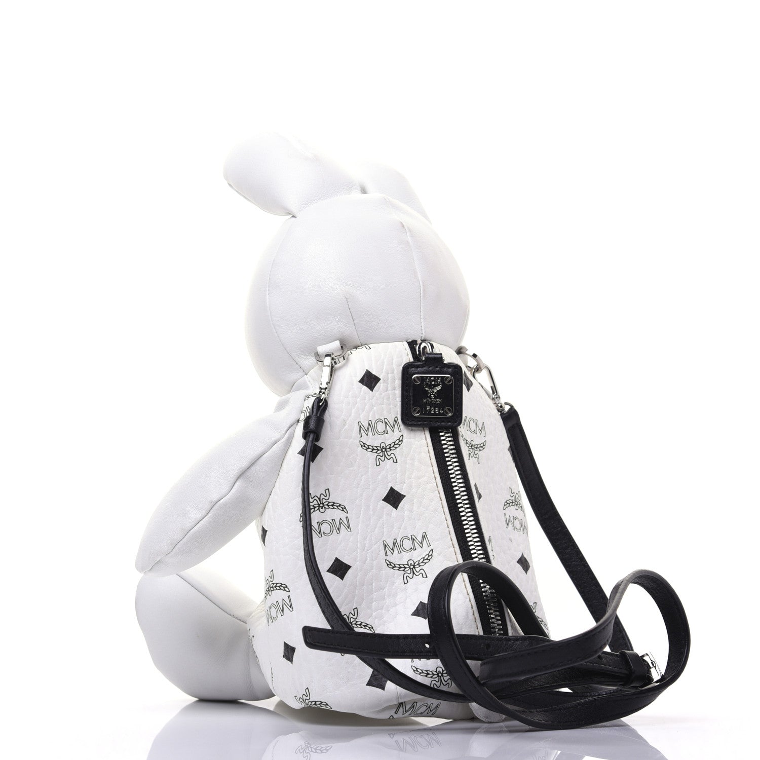 MCM Calfskin Visetos Rabbit Zoo Doll Crossbody White 2 of 20