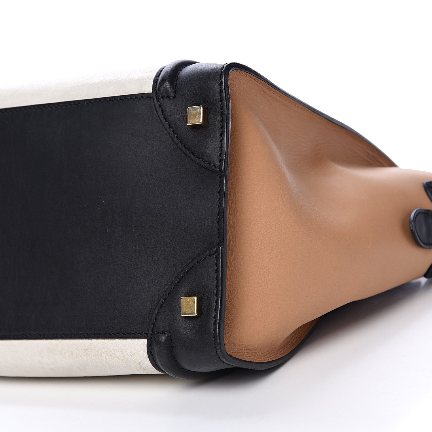 Celine Calfskin Mini Tri-Color Luggage Black Brown White 12 of 24