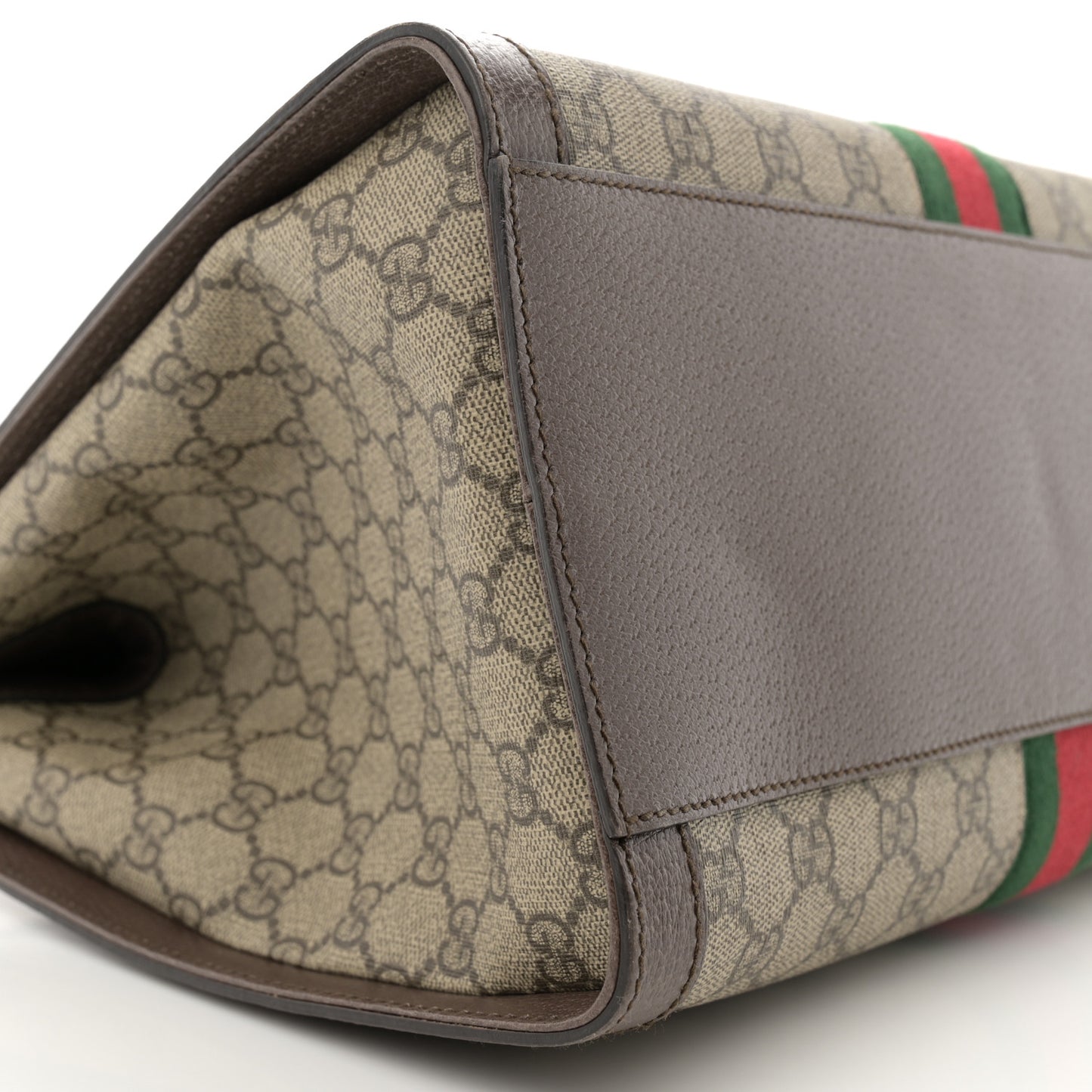 GG Supreme Monogram Web Medium Ophidia Tote Bag Brown