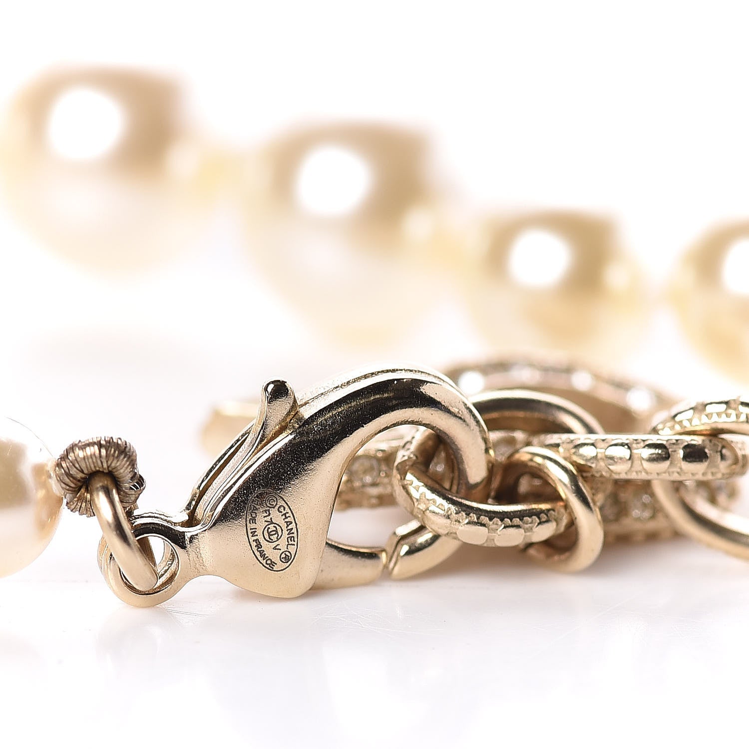 Chanel Crystal Pearl CC Bracelet Gold 4 of 4