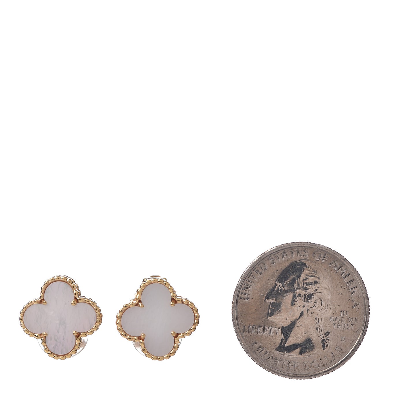 18K Yellow Gold Mother of Pearl Vintage Alhambra Clip-On Earrings