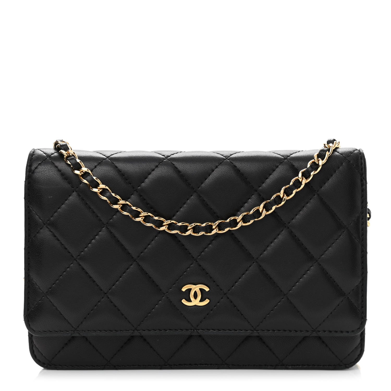 Chanel Lambskin Quilted Wallet On Chain WOC Black 1 of 13