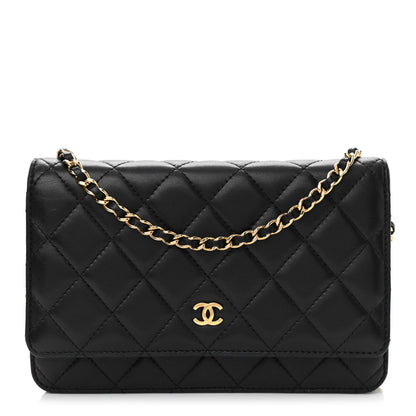 Chanel Lambskin Quilted Wallet On Chain WOC Black 1 of 13