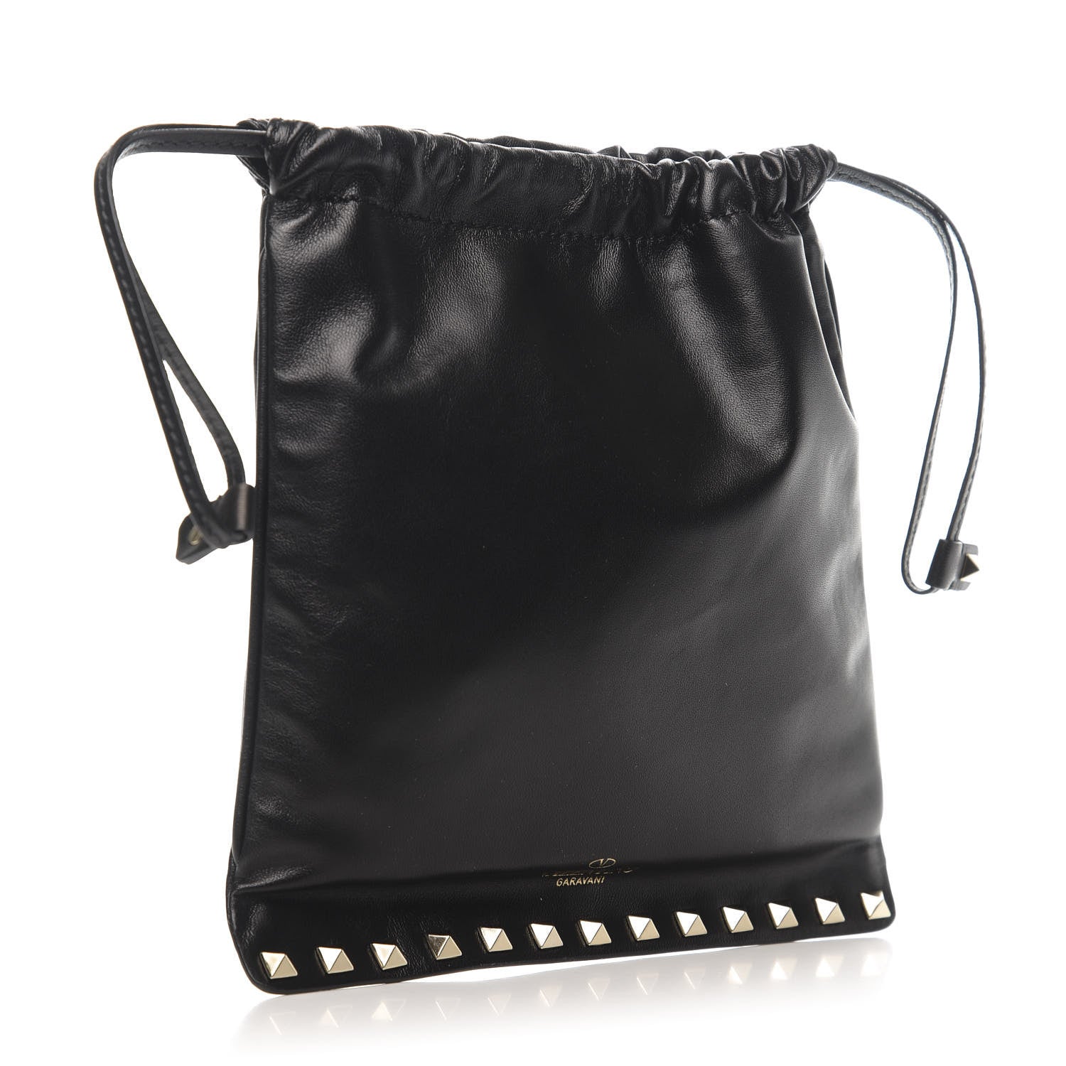 Valentino Garavani Calfskin Rockstud Drawstring Pouch Black 3 of 6