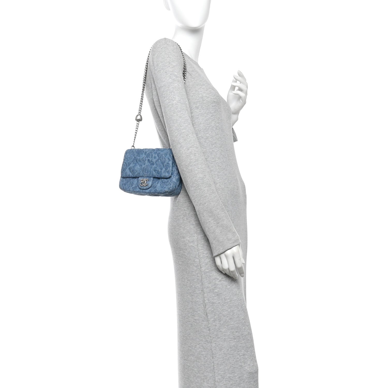 Chanel Denim Quilted Mini Camellia Sweetheart Flap Blue 2 of 12