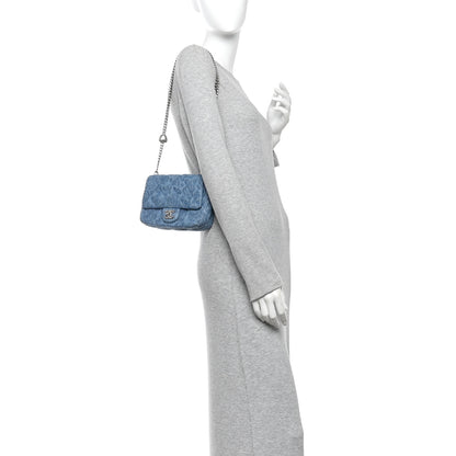 Chanel Denim Quilted Mini Camellia Sweetheart Flap Blue 2 of 12