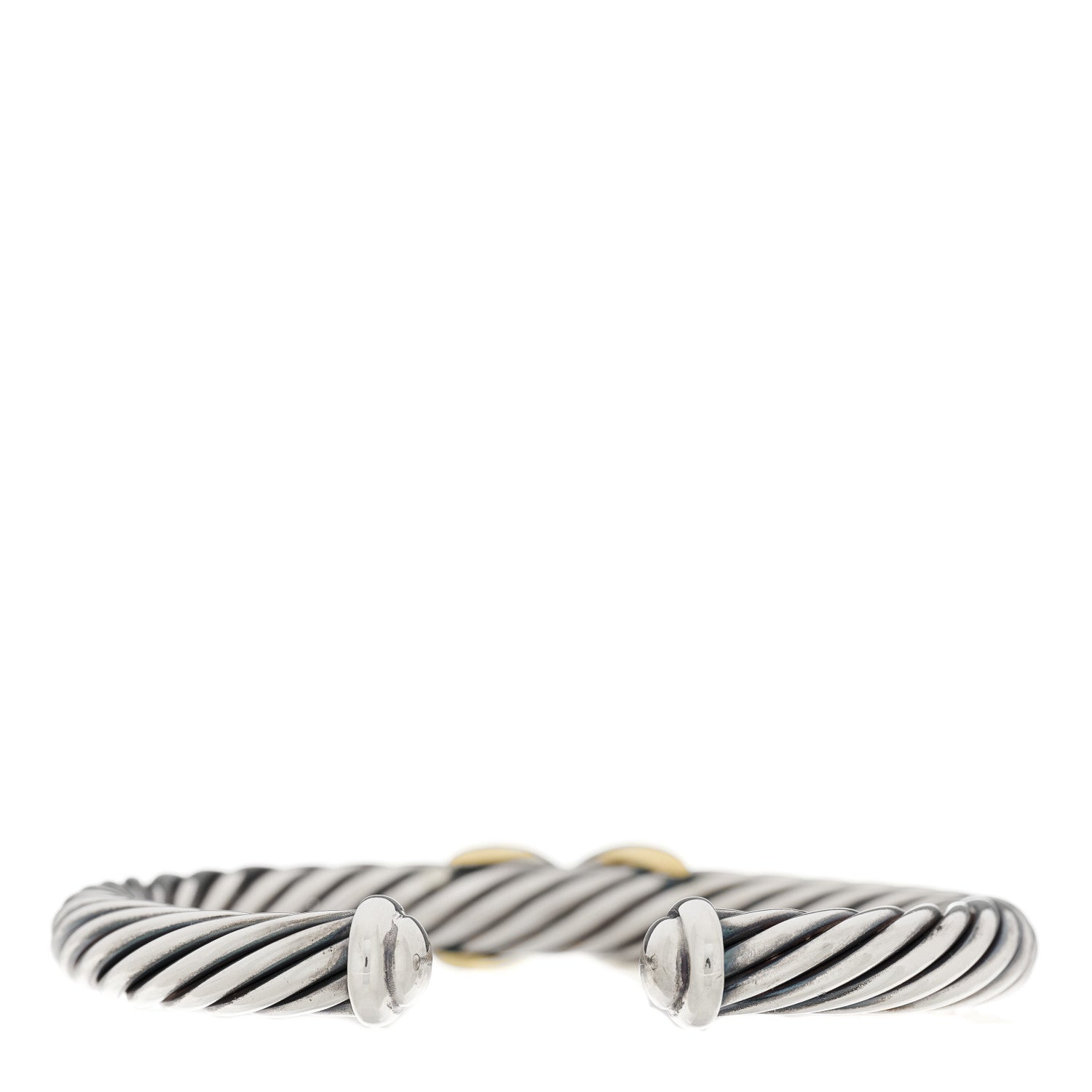 David Yurman Sterling Silver 14K Yellow Gold 7mm X Station Cable Bracelet 2 of 3