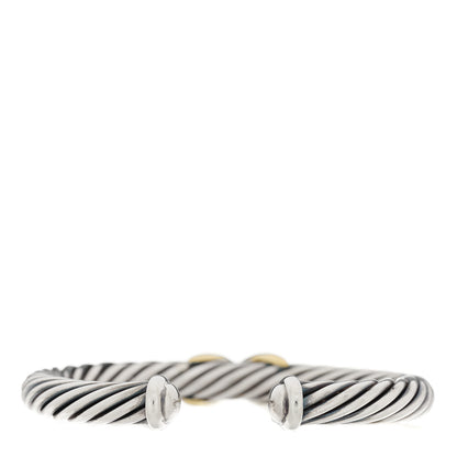 David Yurman Sterling Silver 14K Yellow Gold 7mm X Station Cable Bracelet 2 of 3