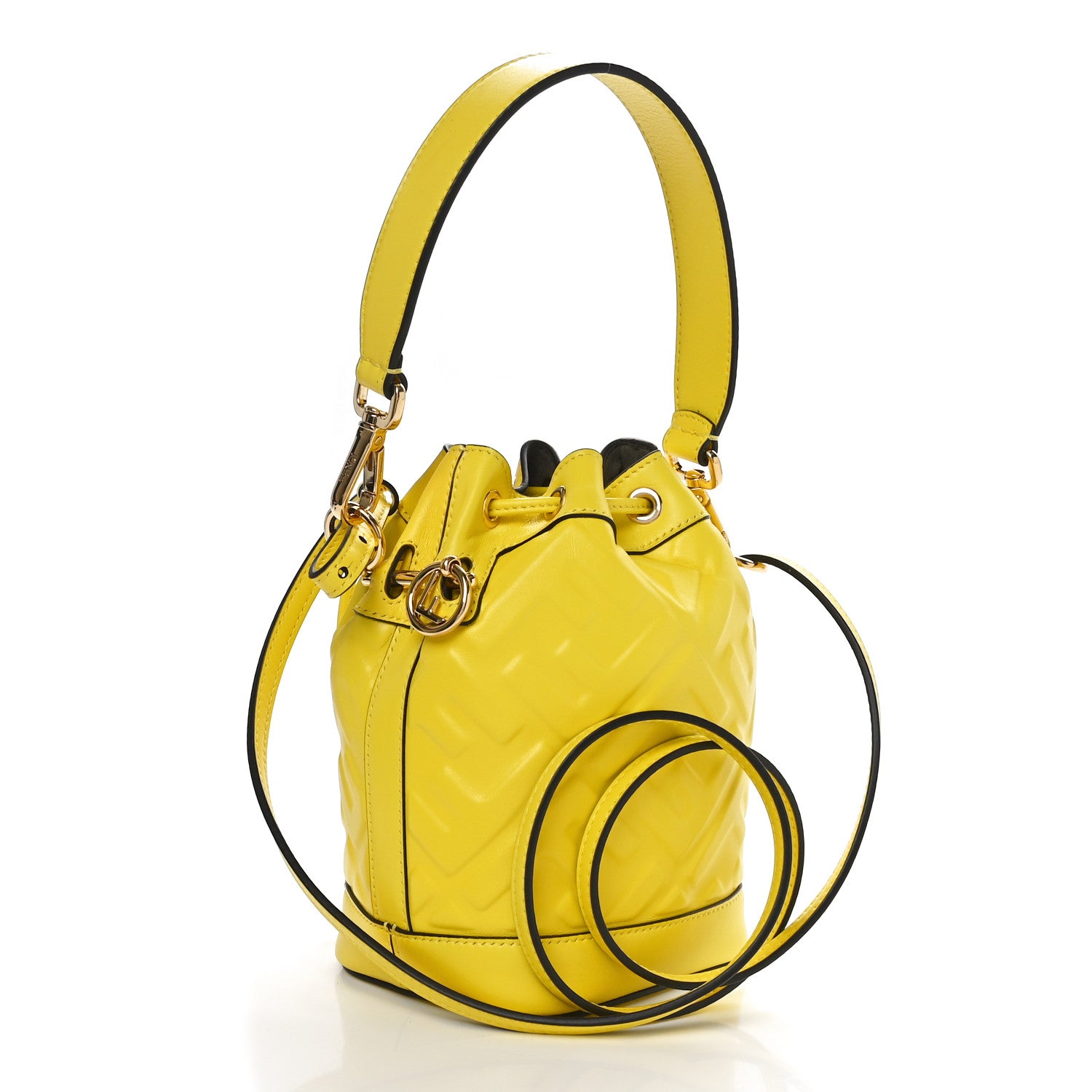 Fendi Vitello Liberty F is Fendi FF Embossed Mini Mon Tresor Bucket Bag Yellow 2 of 10