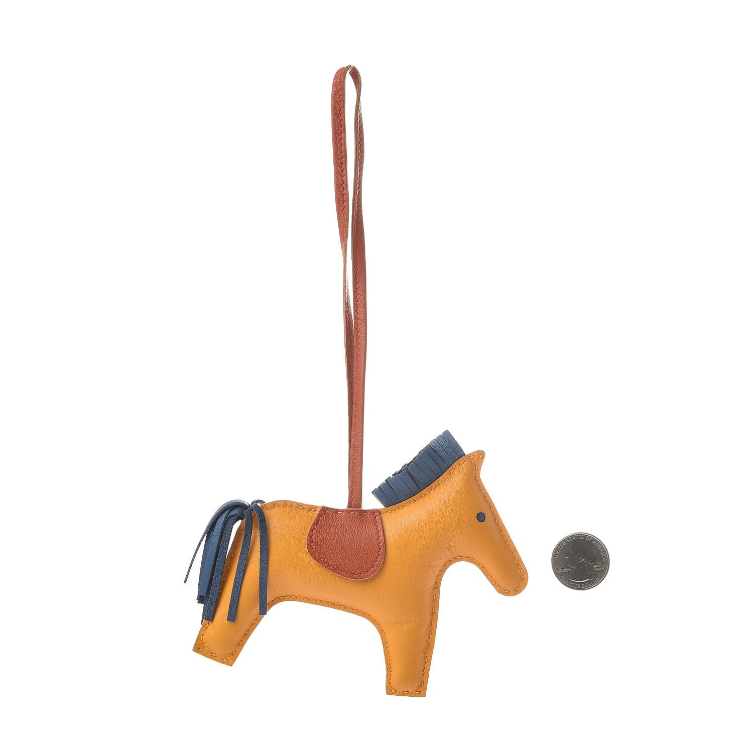 Hermes Milo Lambskin Grigri Rodeo Horse Bag Charm MM Jaune D'Or Bleu Agate Cornaline 2 of 3