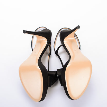 Valentino Garavani Satin PVC Bow Slingback Sandals 41 Black 8 of 8