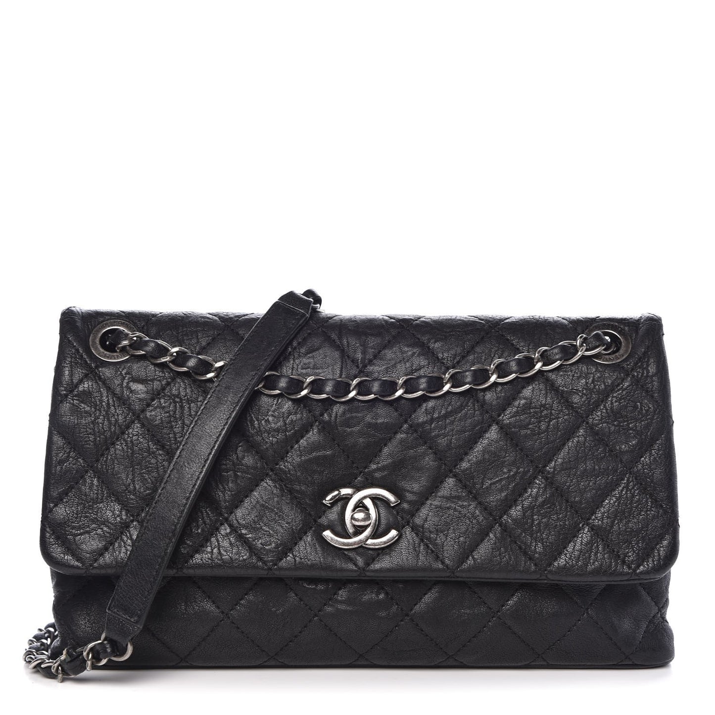 Sheepskin Quilted Jumbo Easy Flap Black