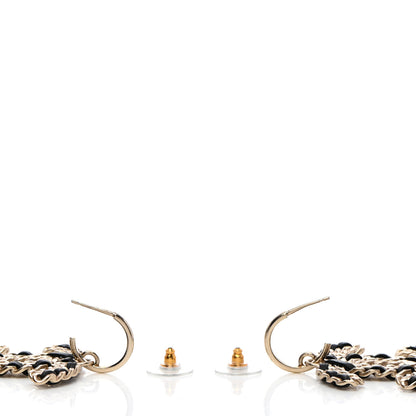 Chanel Crystal Lambskin Chain CC Vintage Allure Stud Earrings Black Gold 3 of 4