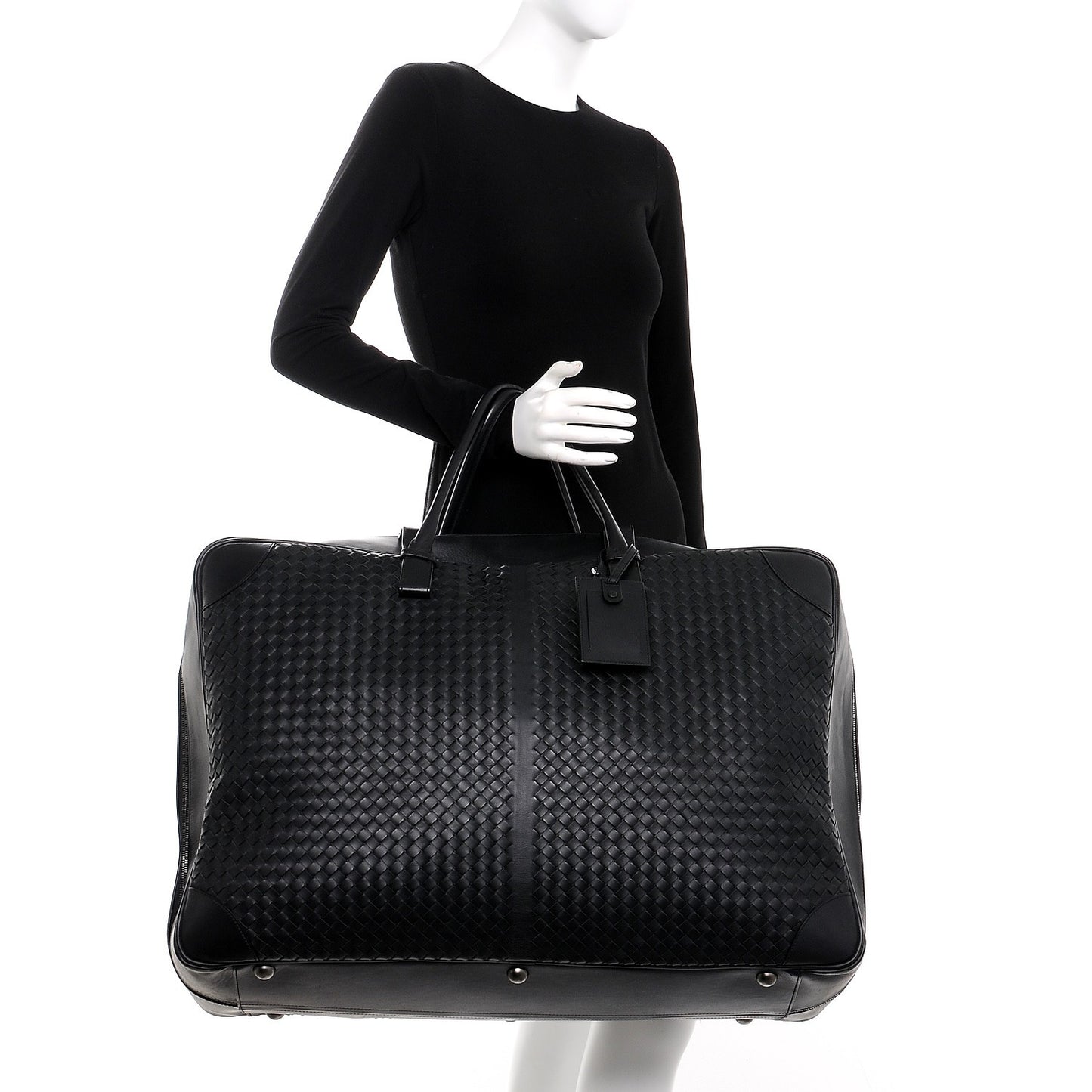 Nappa Intrecciato Luggage Travel Bag Nero Black