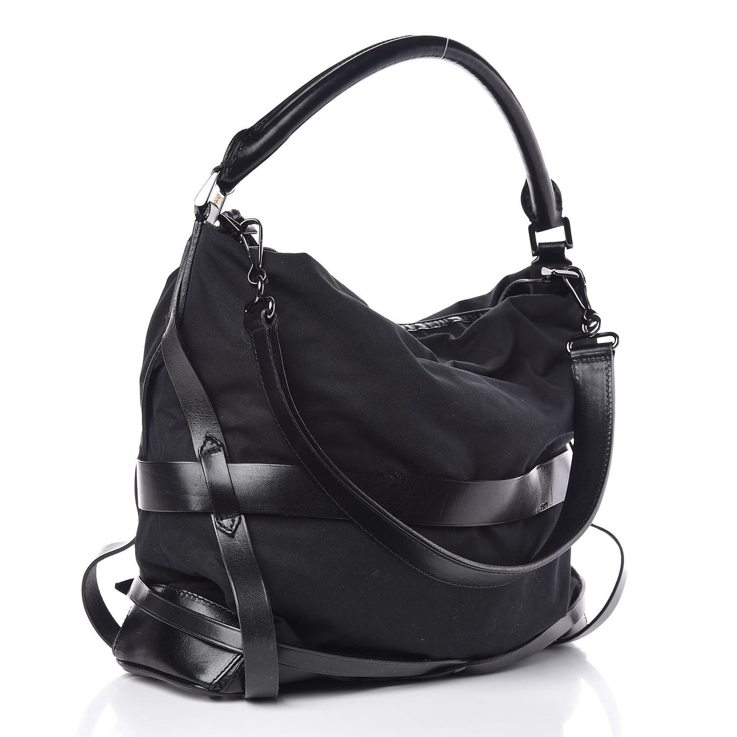 Canvas Bridle Calfskin Medium Lynher Hobo Black