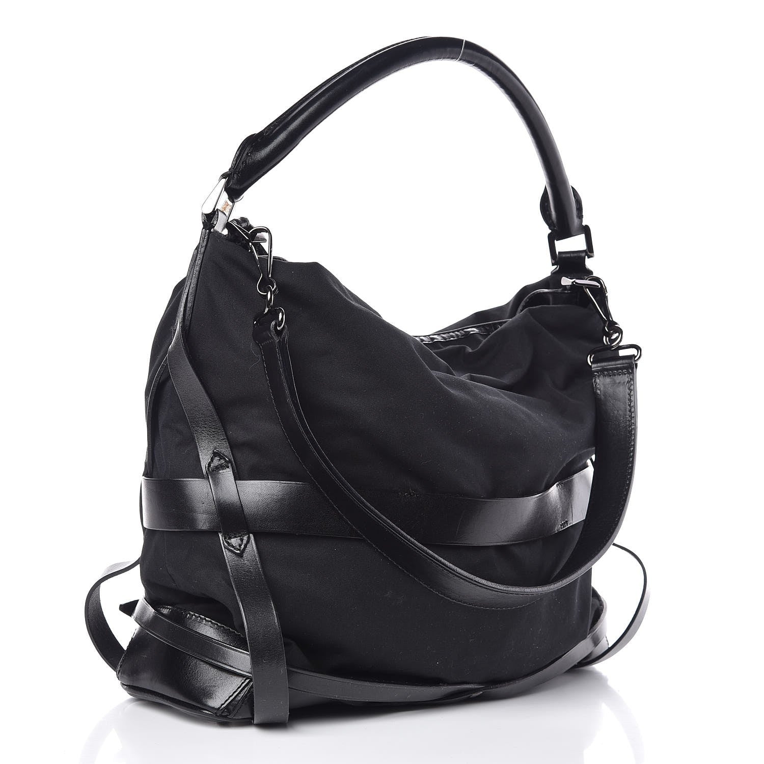 Burberry Canvas Bridle Calfskin Medium Lynher Hobo Black 3 of 6