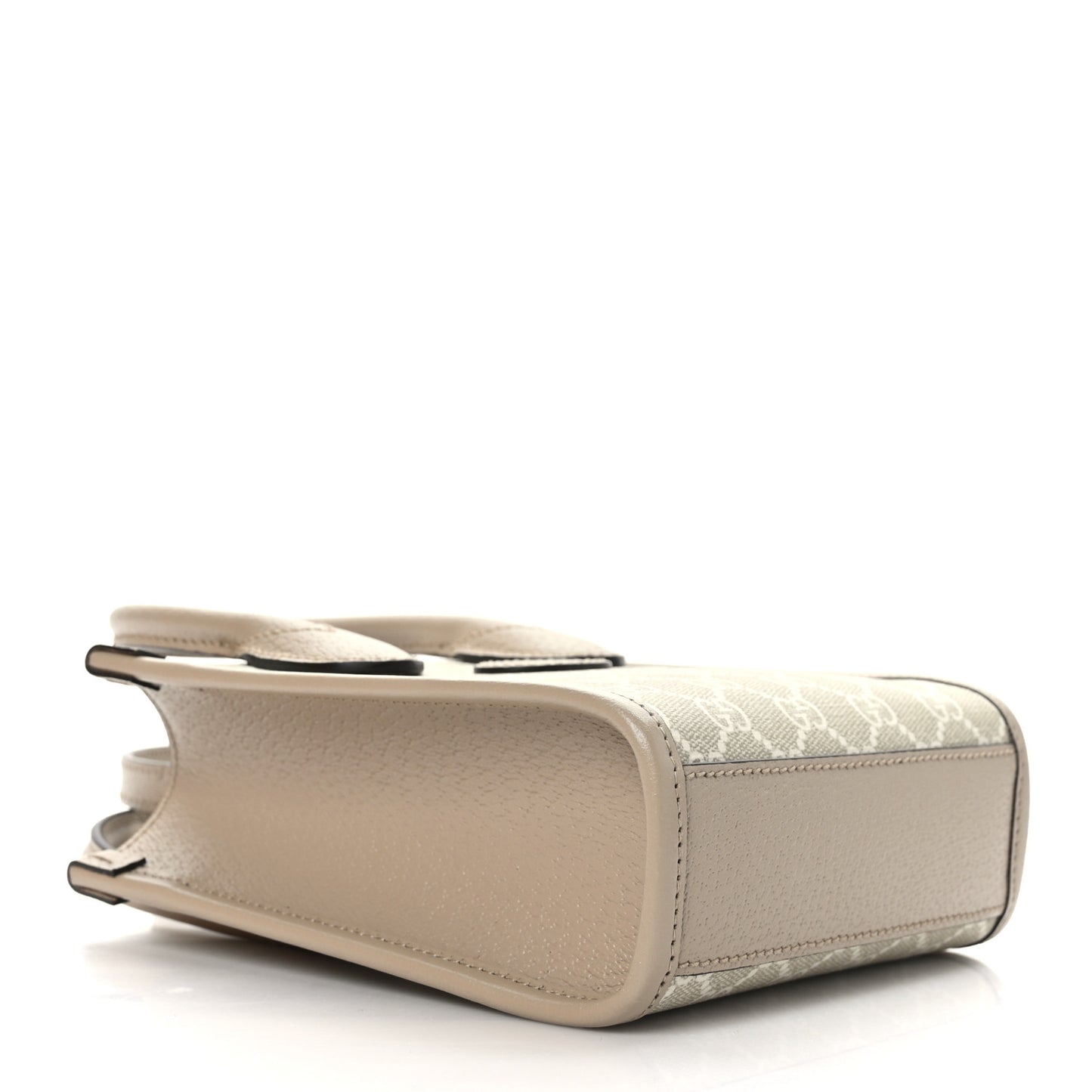 GG Supreme Monogram Textured Dollar Calfskin Mini Retro Interlocking G Tote Bag Beige Mystic White Oatmeal