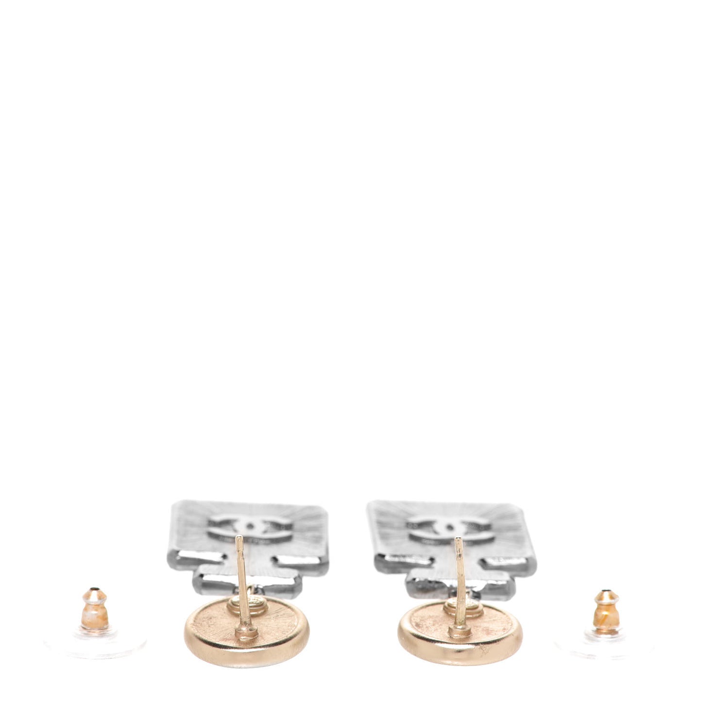 Crystal CC No 5 Perfume Bottle Drop Earrings Gold Silver