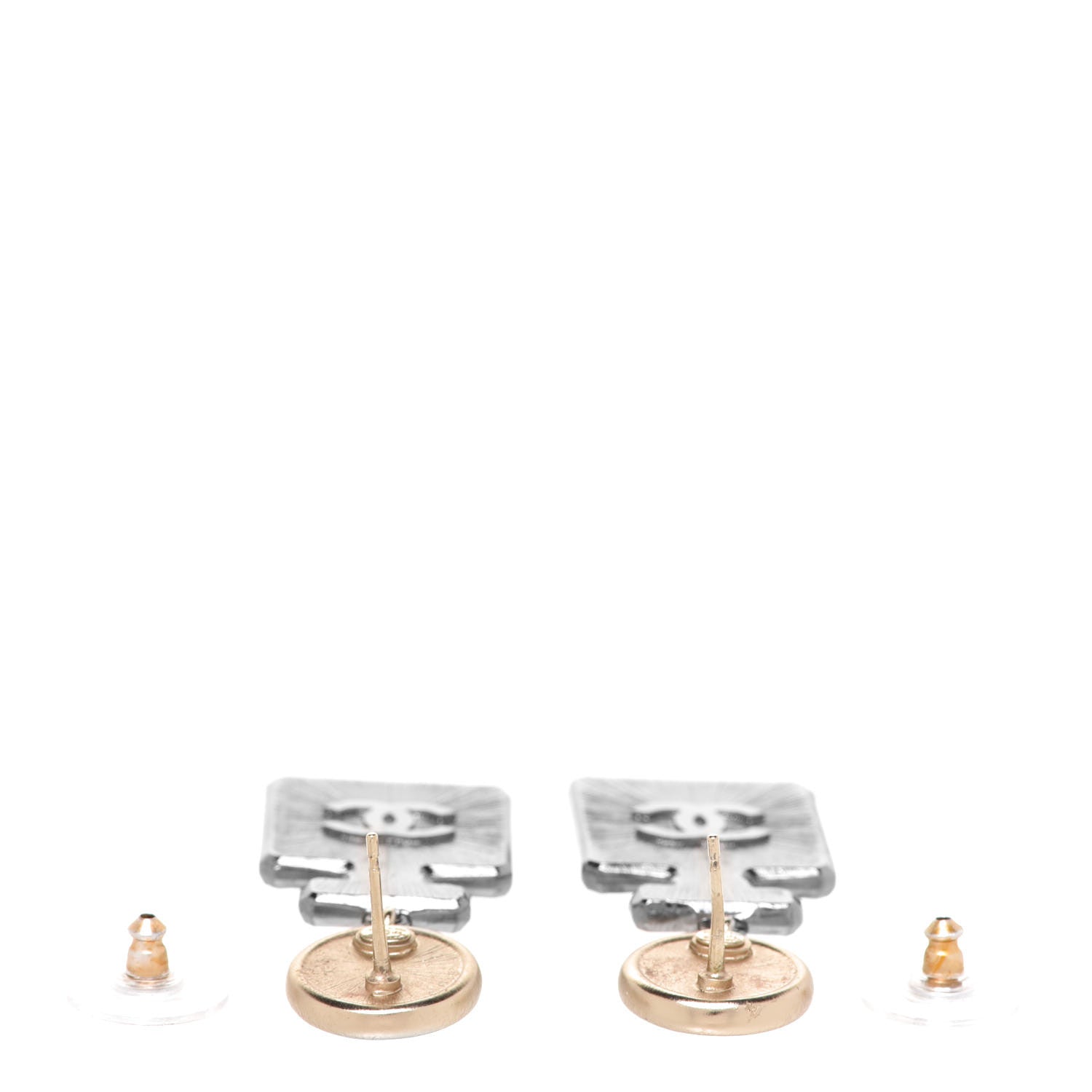 Chanel Crystal CC No 5 Perfume Bottle Drop Earrings Gold Silver 3 of 5