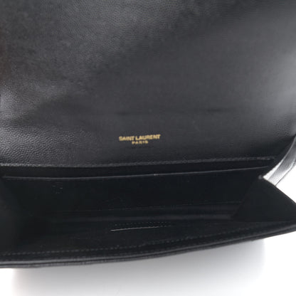 Saint Laurent Grain De Poudre Matelasse Chevron Monogram Envelope Clutch Black 5 of 8