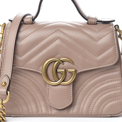 Gucci Calfskin Matelasse Mini GG Marmont Top Handle Shoulder Bag Porcelain Rose 11 of 11