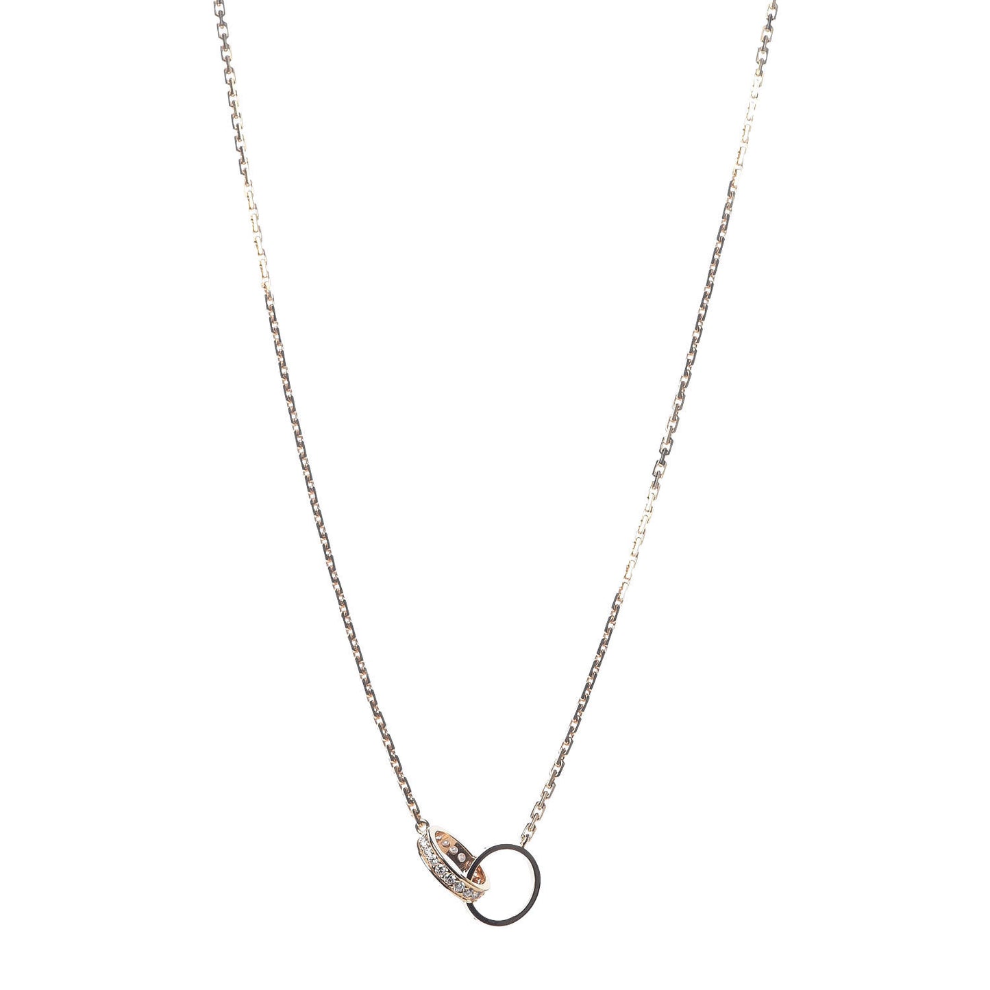 18K Pink Gold Diamond Interlocking LOVE Necklace