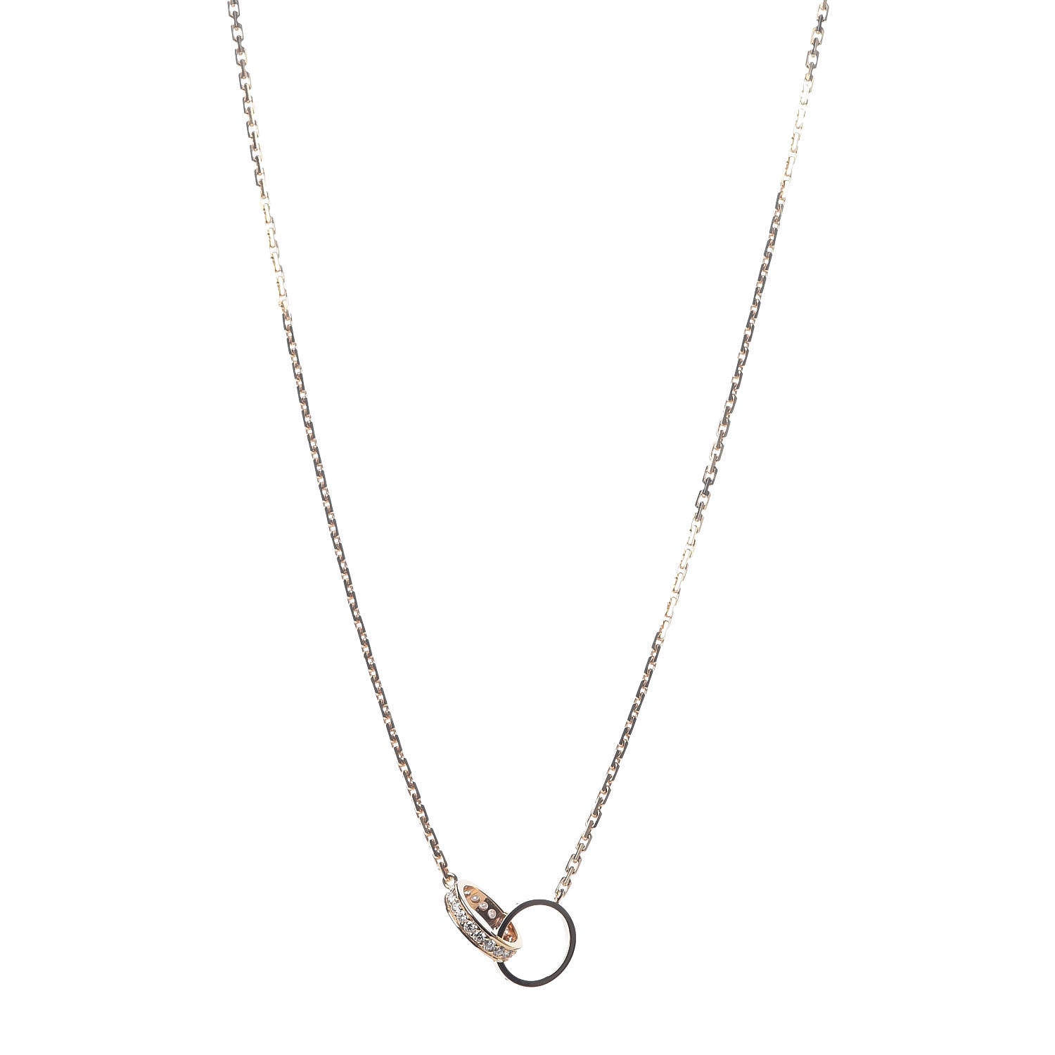 Cartier 18K Pink Gold Diamond Interlocking LOVE Necklace 1 of 6