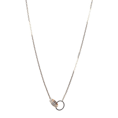 Cartier 18K Pink Gold Diamond Interlocking LOVE Necklace 1 of 6