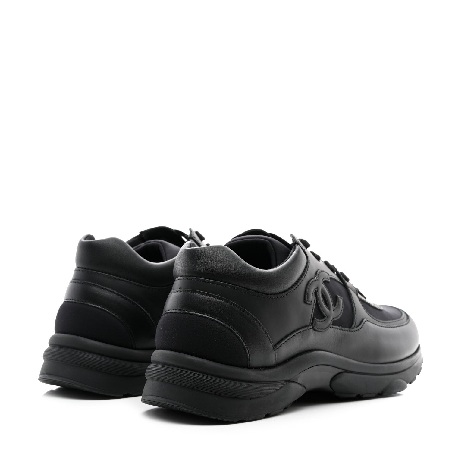 Chanel Calfskin Lambskin CC Uniform Sneakers 42 Black 4 of 12