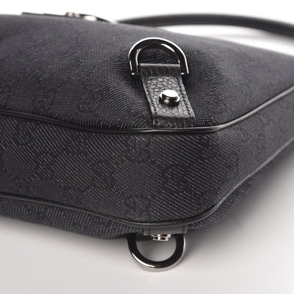 Gucci Denim Monogram Abbey D Ring Hobo Black 6 of 15