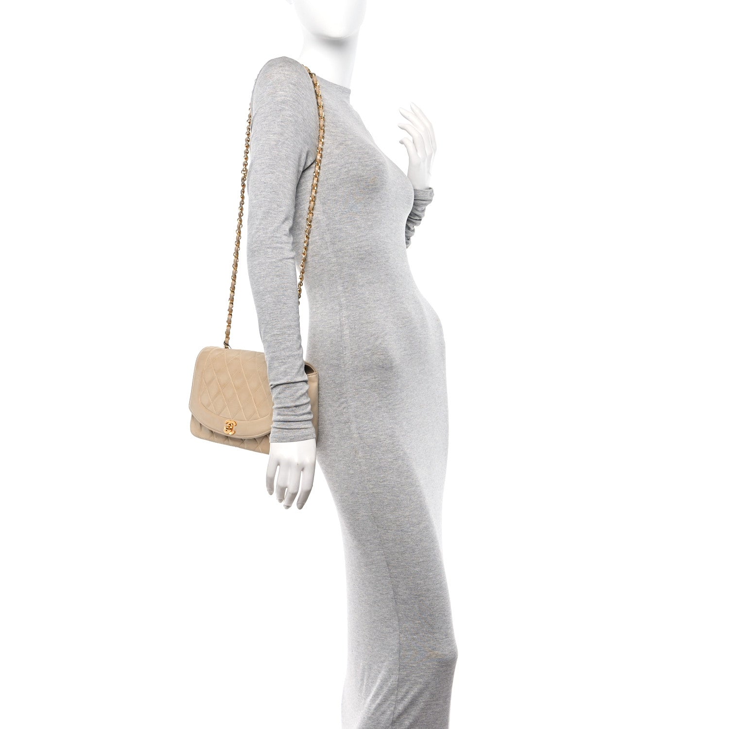 Chanel Lambskin Quilted Medium Single Flap Beige 2 of 15
