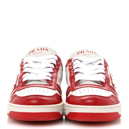 Prada Vitello Sport Spazzolato Rois Triangle Logo Womens Downtown Low Top 30mm Sneakers 38.5 White Lacca 3 of 11