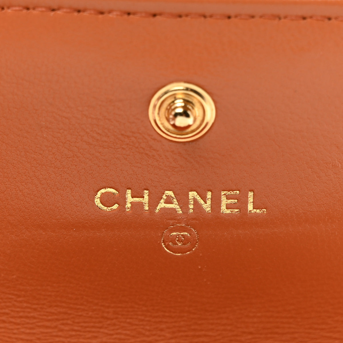 Lambskin Quilted Chanel 19 Flap Card Holder Brown